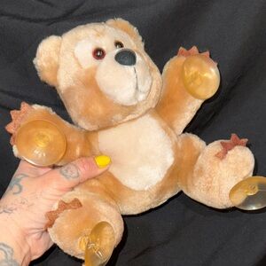Vintage window  Brown Teddy Bear with Suction Cups Monday is a BEAR dakin